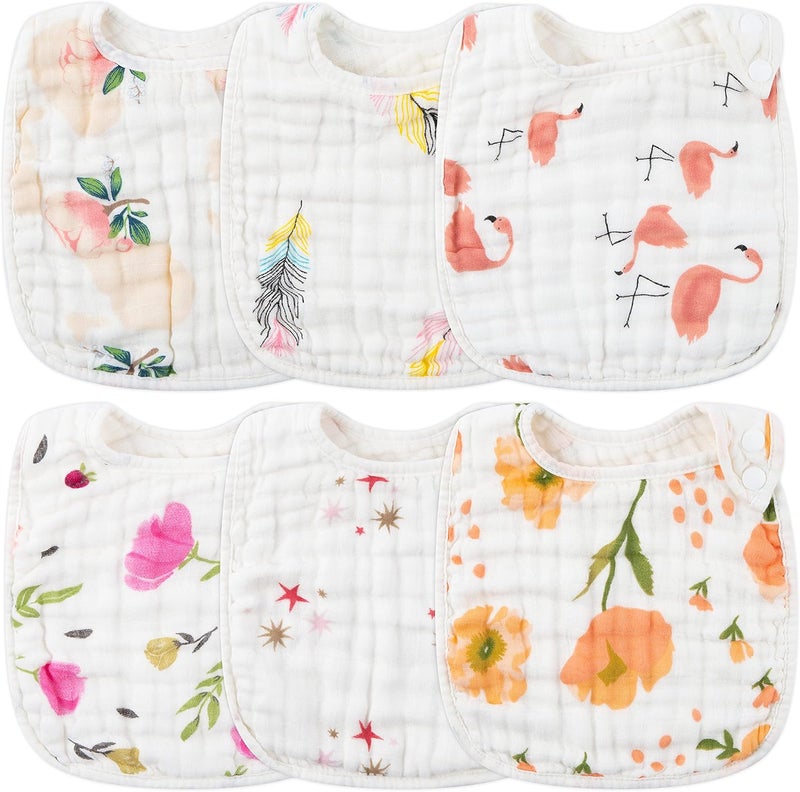 Zainpe 6-Piece Muslin Cotton Baby Bib Set - Image 1
